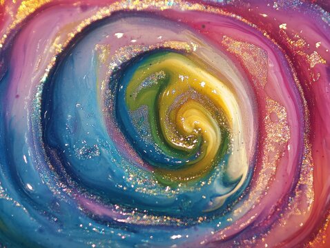 Spinning shimmer drop element on a dreamy ripple backdrop