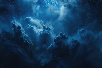 Wall Mural - amazing nebula cloud background, dark blue color theme