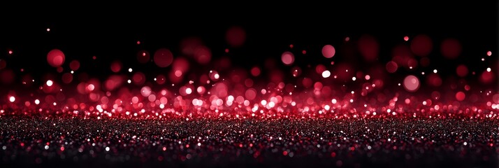 Poster - Red Glitter Sparkle Background - Shimmering red glitter on a black background, perfect for festive designs or adding a touch of sparkle