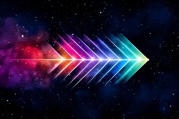 Poster - Watercolor Vibrant Arrow Across Space - Futuristic arrow, vibrant colors, cosmic background, speed, progress, journey, innovation