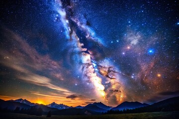 Wall Mural - Starry Night Sky, Celestial Background, Night Sky Photography, Cosmic Dust, Galaxy Image, Isolated Stars