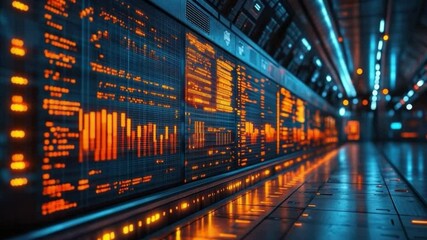Poster - Data Visualization in Server Room: A futuristic server room bathed in a cyberpunk aesthetic, featuring illuminated data streams.