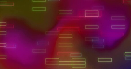 Poster - Semitransparent neon rectangles floating over blurred multicolor gradient in animated illustration
