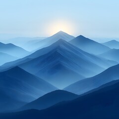 Fototapete - Blue Petals Drift Quietly Through a Sky of Silent Light