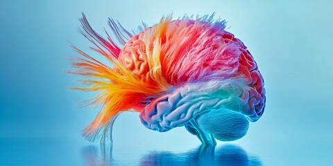 Aufkleber - a vibrant, colorful brain model showcasing neural connections. this image represents creativity and 