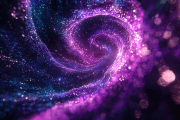 Poster - A mesmerizing swirl of purple and blue glitter, resembling a cosmic nebula or galaxy.