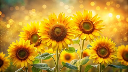 Wall Mural - Watercolor Sunflower Bokeh Photography: Vibrant Yellow Flower with Soft Background Blur