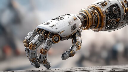 Poster - Detailed robotic hand with intricate mechanics reaching out.