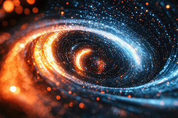 Poster - A mesmerizing cosmic swirl of vibrant orange and blue energy, creating a breathtaking visual spectacle of light and motion.