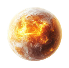 Wall Mural - Dynamic eruption of volcanic planet outer space digital cosmic view isolated on transparent background