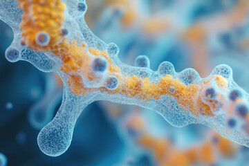 Poster - Microscopic view of a complex biological structure, showcasing intricate network and cellular components.