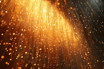 Fototapete - Golden light streaks with sparkling bokeh, creating a magical, celestial effect.