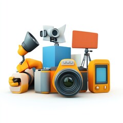 Poster - Collection of retro-style video and photography equipment.