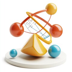 Poster - Vibrant abstract design of interconnected spheres and shapes.