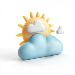 Poster - Animated sun and clouds graphic design.