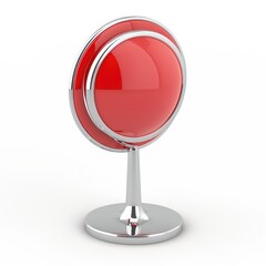 Poster - Polished red sphere on a chrome stand, a retro style microphone.