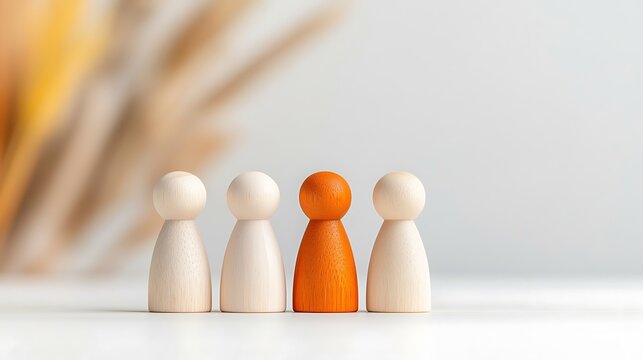 Colorful Wooden Figures Representing Family Members