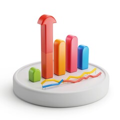 Poster - Colorful bar graph illustration on a circular pedestal.
