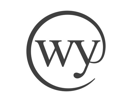 WY logo from two letter with circle shape email sign style. W and Y round logotype of business company