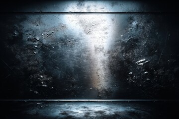 Poster - An abstract dark metallic background with textured surface and light reflections, suitable for industrial or futuristic designs, creating a raw and edgy aesthetic.