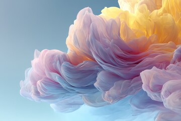 Poster - Abstract, airy and light texture with flowing fabric, a dreamlike blend of pastel colors creating a visually soothing, artistic, and beautifully crafted composition with smooth layers.