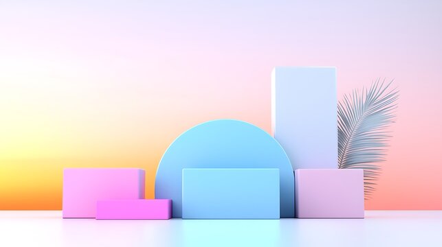 Pastel Geometric Shapes Abstract Minimalist 3D Render