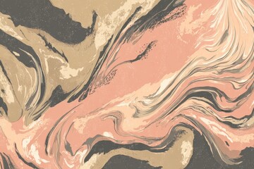 Poster - Abstract marble texture background with swirling patterns in shades of peach, beige, and grey, creating an elegant and modern design for various creative applications.