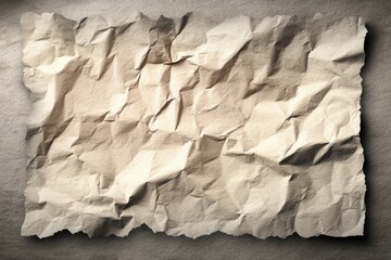 Poster - A close-up shot of a crumpled sheet of paper, revealing its textured surface and aged, antique appearance, creating a vintage, rustic feel on textured background.
