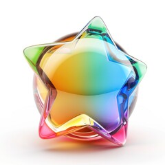 Poster - vibrant, iridescent star-shaped object on a white background.
