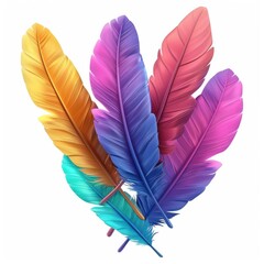 Poster - vibrant colorful feathers in a cluster.