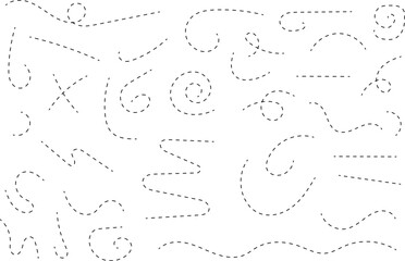 Poster - Hand drawn lines set. Hand drawn freehand different curved lines, swirls arrows. Curved arrow line. Doodle, sketch style. Isolated Vector illustration.