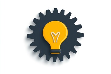 Poster - Innovative Gear Mechanism with Bright Light Bulb Icon for Creativity and Technology Concepts