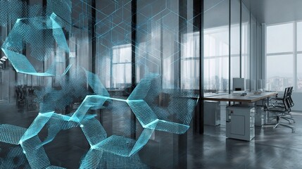 Poster - Modern Drawing of Blockchain Tech in Dynamic Office Environment