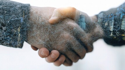 Poster - Digital Business Handshake Concept with Layered Network Map