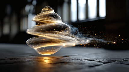 Poster - Glowing Swirling Light Trail in Artistic Motion with Sparkles