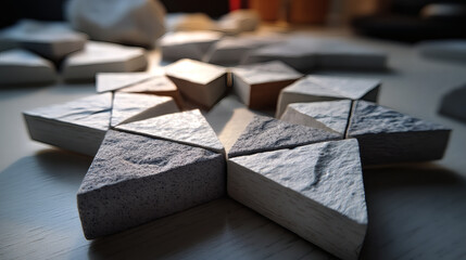 Poster - Intricate Arrangement of Geometric Shapes in Neutral Tones
