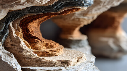 Poster - Intricate Natural Formations of Textured Rock Layers in Earth Tones