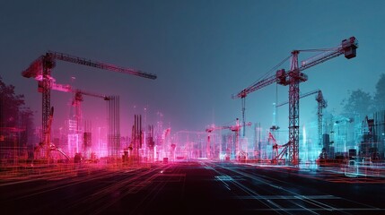 Poster - Digital Concept of Futuristic City Construction with AI Technology