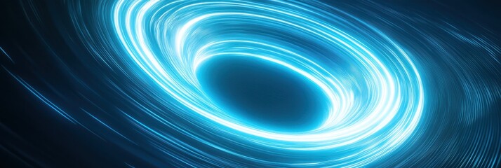 Poster - Dynamic blue neon swirl abstract light effect creating a captivating curve