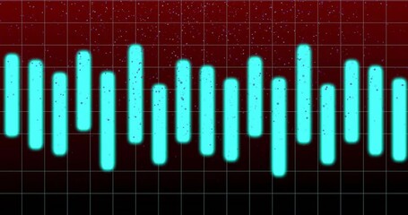 Poster - Vertical glowing cyan bars being animated into wave pattern over dark gradient, with grid overlay