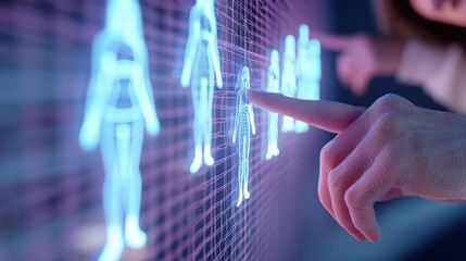 Poster - Female Hand Pointing at Glowing Metaverse Interface Display