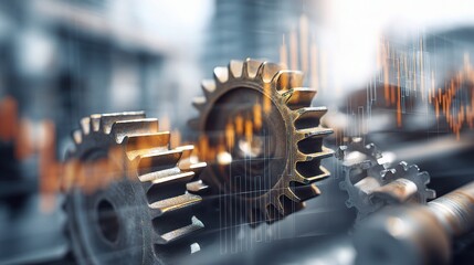 Aufkleber - Abstract Financial Background with Blurred Gears and Overlays