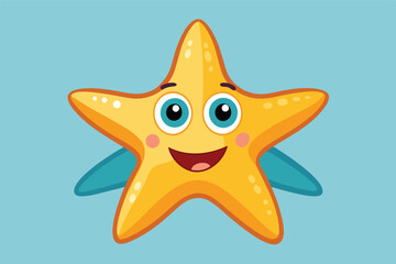 Poster - Cheerful starfish character illustration with bright colors suitable for children's books or educational materials