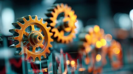 Poster - Abstract Financial Backdrop with Blurred Gears and Overlays