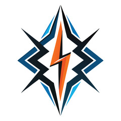 Poster - Unique vector illustration featuring a dynamic lightning bolt design with sharp edges, blending blue and black colors in an eye-catching geometric pattern