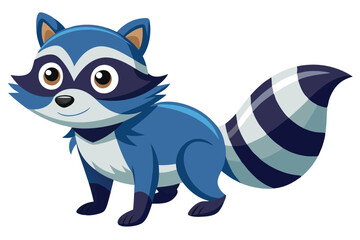 Poster - Cute blue raccoon character in a playful pose with a friendly expression ready to embark on an adventure in a whimsical cartoon world