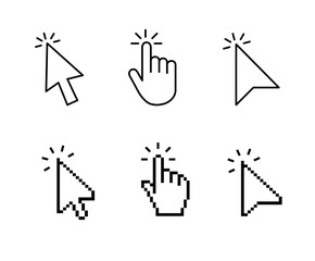 Fototapete - computer mouse cursor icon set with arrows, hand pointers, click effects, and loading symbols. perfe