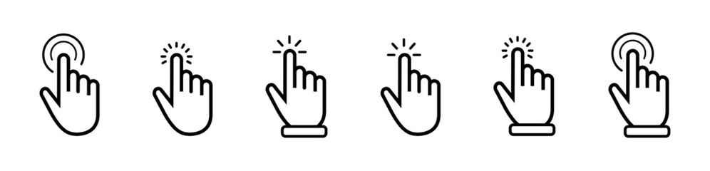 Fototapete - computer mouse cursor icon set with arrows, hand pointers, click effects, and loading symbols. perfe