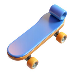 Poster - Modern blue and orange skateboard high quality 3d rendering icon land transportation isolated on white background