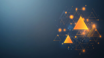 Poster - Abstract Geometric Design with Glowing Triangles and Spheres